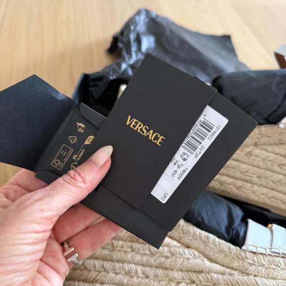 New in Box Versace Bianca Ottico Platform Wedge Sandals Size EU 40/ US 9.5 - Picture 15 of 16